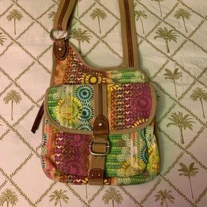Fossil Canvas Organizer Crossbody Shoulder Bag